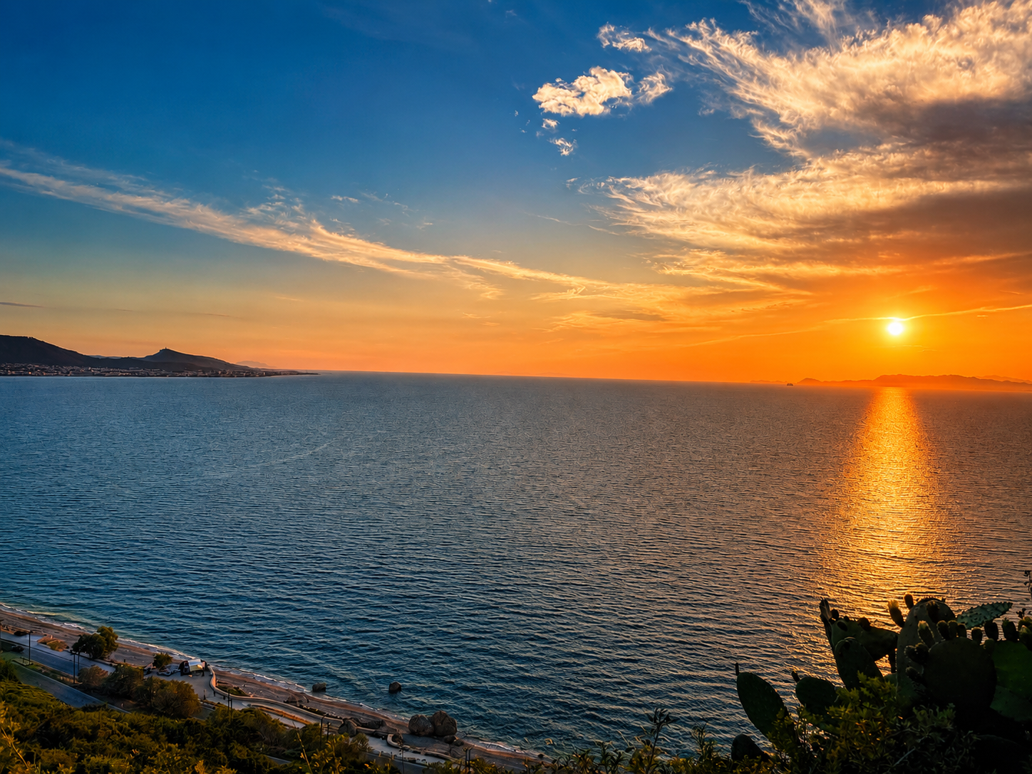 Sunset view from the Acropolis of Rhodes