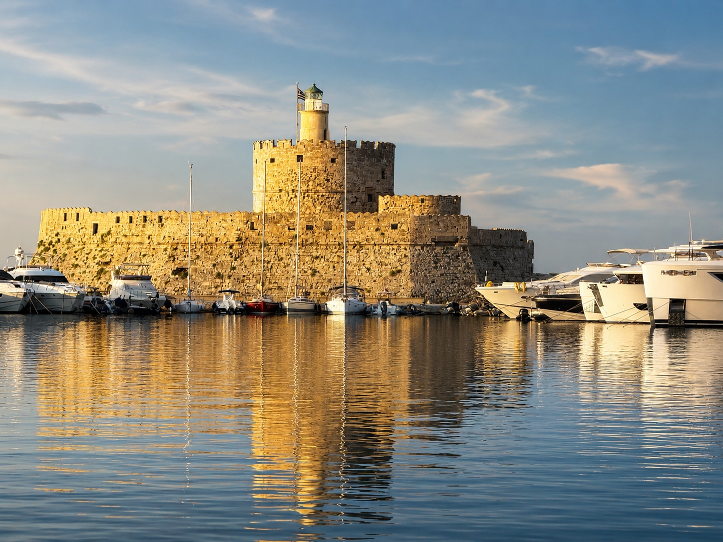 Fort of Saint Nicholas at Mandraki Harbour in Rhodes